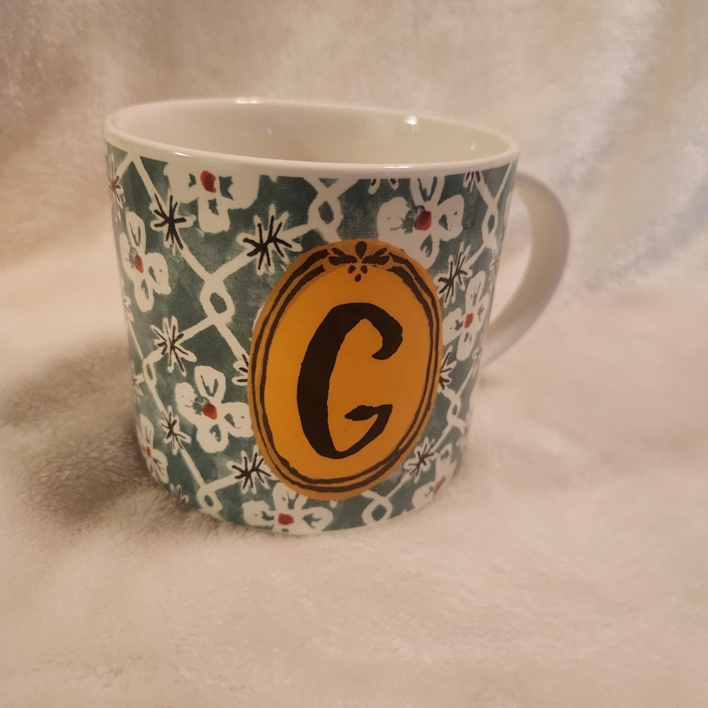 Anthropologie Jo Quote Monogram Mug Letter G Coffee Tea Cup New Alphabet